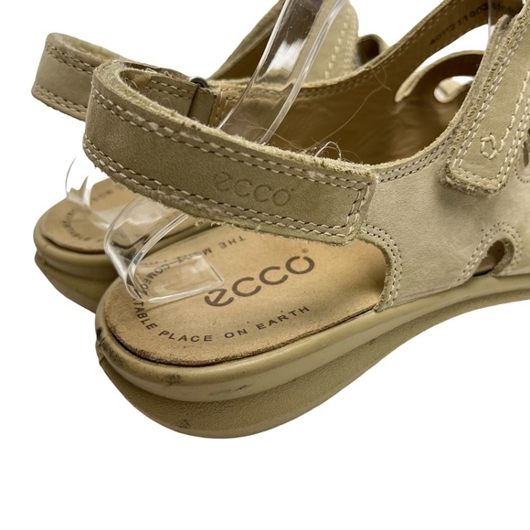 ECCO Beige Neutral Genuine Leather Sporty Comfort Sandals Slingback Open Toe  40 - Picture 5 of 16